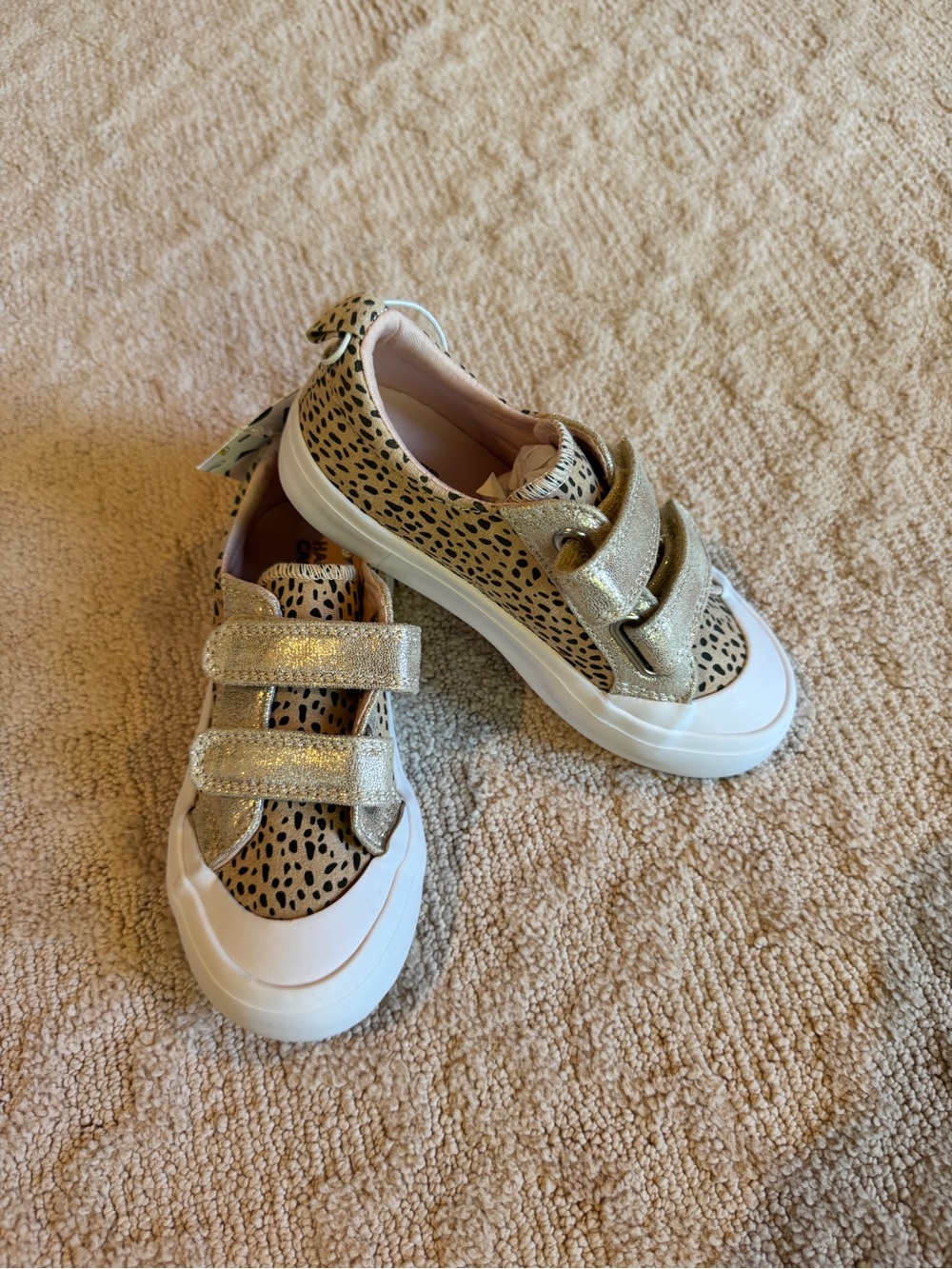 Harper Canyon Gold Glitter & Leopard Print Kids Sneakers